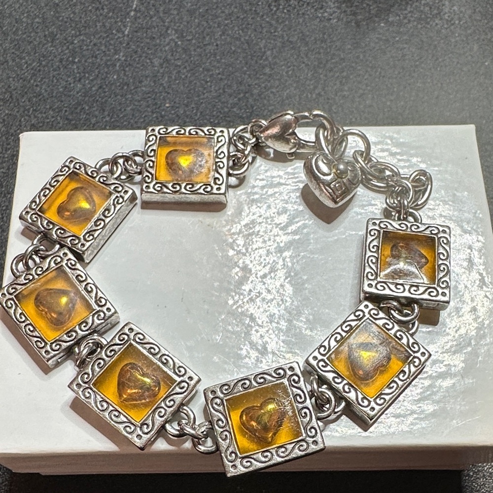 Brighton Silver and Yellow Heart Bracelet